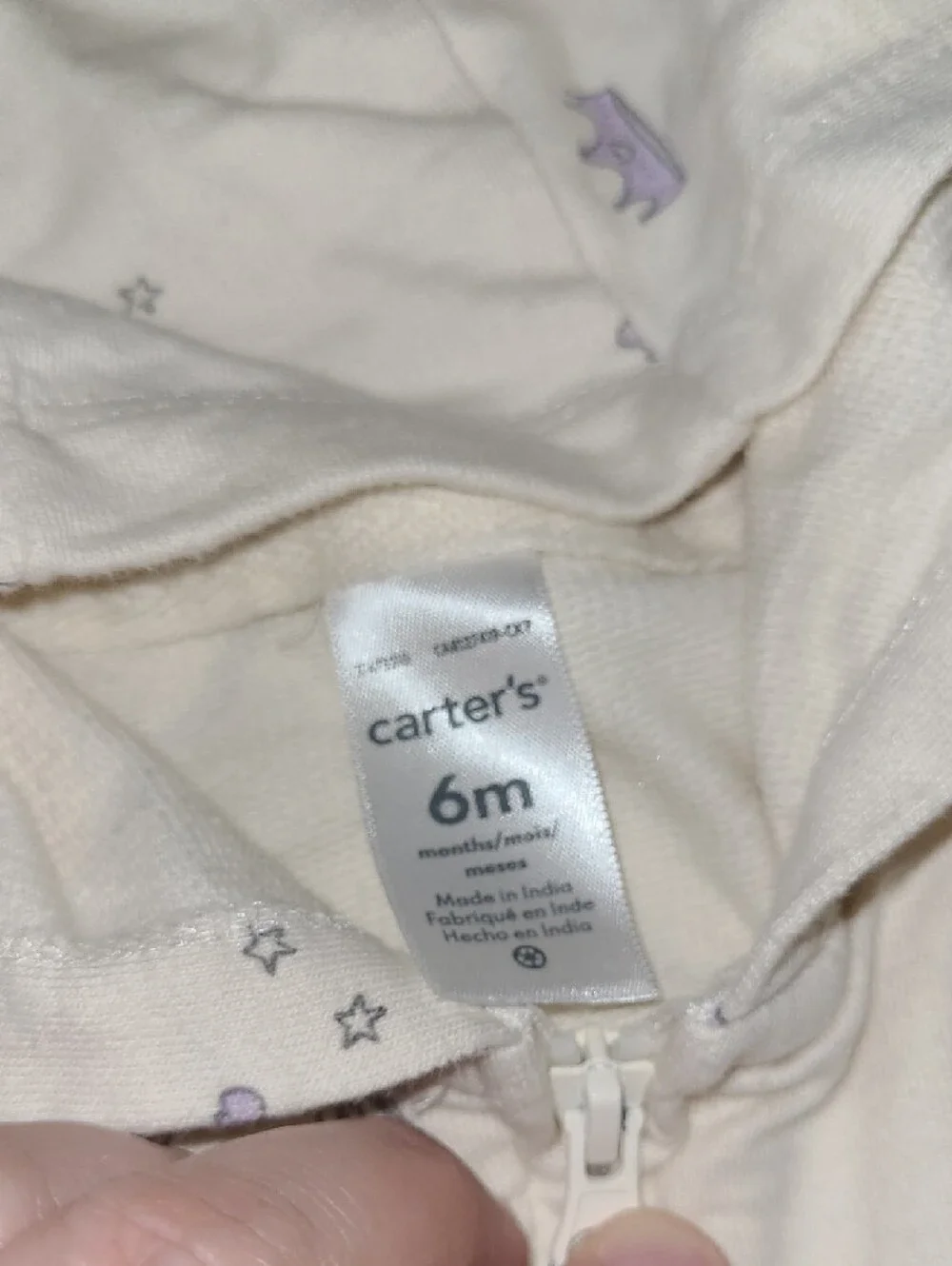 Carters Made Of Magic Baby Unicorn Hoodie Set with Lavender Onesie Size 6 Months
